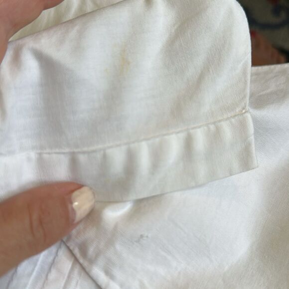 Vintage 60s Homemade White Shirt with Dolman Sleeves & Pleated Front Pockets - Picture 9 of 9